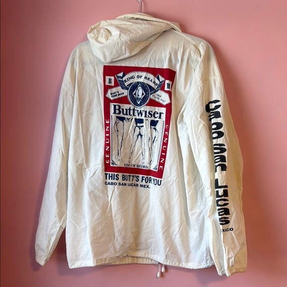 Vintage buttwiser Budweiser beachy jacket funny size large mens 90s - Picture 1 of 4